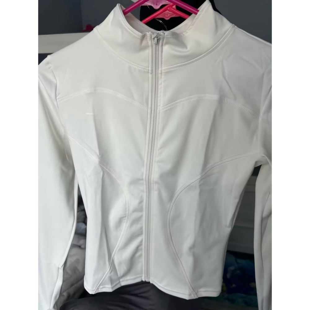 Women's Tracksuit Jacket Slim Fit Long Sleeved Fitness Coat Yoga Tops With Thumb